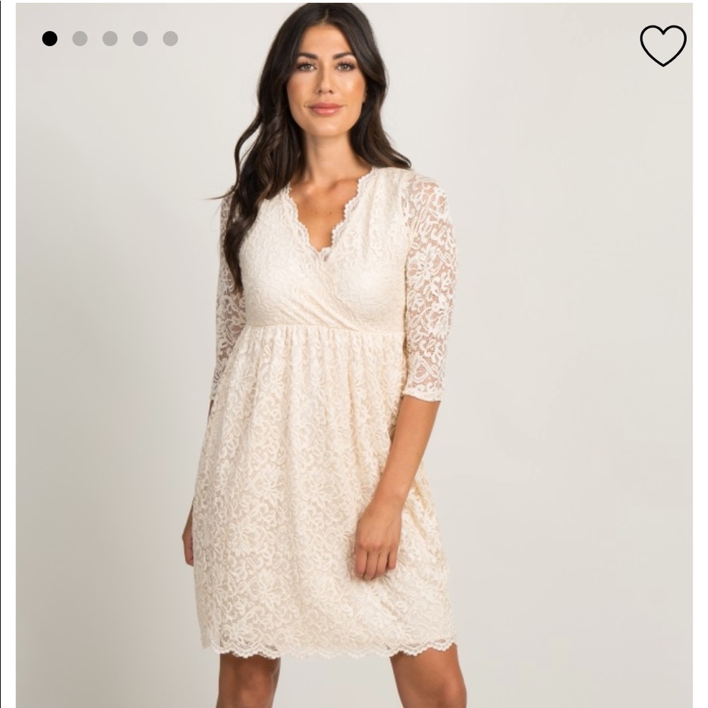 Cream lace overlay wrap dress